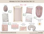 Cot Duvet Bedding Minimalistic Dusty Pink And Biege Daisy Set