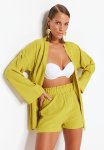 Woven Kimono Shorts - Oil Green