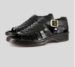 Buffalo Kgosi : Leather Sandal In Black Leather