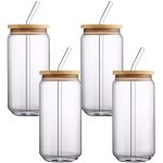 4PK Glass Jar And Straw Set