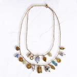 Floral Porcelain Charm Beaded Necklace - Gold Free