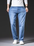 Men's Plus Size Cotton Denim Jeans Breathable Comfortable Pants For All Seasons Regular Fit