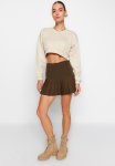 Pleated MINI Woven Skirt - Khaki
