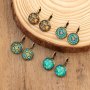 Vintage Ethnic Floral Print Round Dangle Earrings Copper Jewelry Exquisite Gift For Women Girls