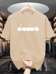 Men's Simple Letter Print Short Sleeve T-shirts Comfy Casual Slightly Stretch Crew Neck Tops For Summer