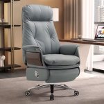 Luxury Modern High-back Leather Executive Office Chair - Grey