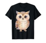 Cute Owl Illustration With Pastel Colors And Gentle Design T-Shirt