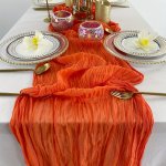 1PC Orange Cheese Table Runner Gauze Table Runner Translucent Table Runner Boho Or Rustic Wedding Table Decorations For Wedding