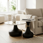 Set Of 2 Oval Marble-look Coffee Tables
