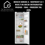 Bosch Series 4 - Nofrost A++ Built-in 60CM Integrated Fridge - 184L With Freezer 76L - 260L