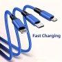 3-IN-1 Fast Charging USB Cable Nylon Braided For Galaxy S23 Ultra S22 S21 S20A13 A53 S10 Note 20 10 9 Moto Android Type-c Cables