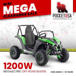 Mega 1200W 48V Electric Off-road Buggie Kart - Green 5-12 Years