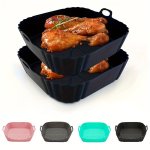1PC Air Fryer Baking Pan Reusable Non-stick Silicone Basket Silicone Tray Baking Pan Heat Resistant Non-stick Baking Pan Square 