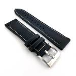 Hybrid Italian Leather & Fkm Rubber Strap - Black Steel Hardware - 22MM