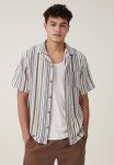 Cotton On Palma Short Sleeve Shirt - Pale Lime Multi Stripe