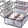 5-Pack Foldable Closet Organizer -Plaid Lingerie Organizer Bag-Multi-Sized Nylon Drawer Dividers For Lingerie Socks & Ties Sleek