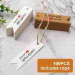 100PCS Includes Rope Gift Tags With "thankyou Handmade" Letter Kraft Tags Paper For Arts And Labeling Gifts Crafts Brown White R