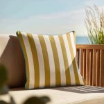 Mustard And Cream Stripe Velvet Cushion