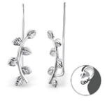 C651-C28724 - 925 Sterling Silver Leaf Branch Ear Pin Earrings