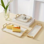 1PC Light Luxury Tea Tray Household Living Room Rectangular Tray For Tea Cups Glasses Water Cups Fruit Tray Coffee Table Tray Br