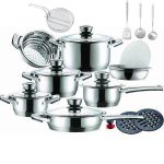 21PC German Stainless Steel Pots With Utensils