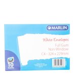 Envelopes C4 324X229MM Pocket White Self Seal Box 250 Marlin