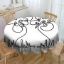 Simple Flower On White By Fifo Round Tablecloth