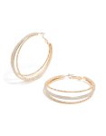 Goldair Gold Textured Split Glitter Hoop Earrings