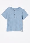 Cotton On Magnus Short Sleeve Placket Top - Dusty Blue