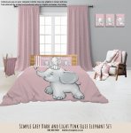 Kids Duvet Set Simple Light And Dark Pink Ellie Elephant