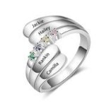 CRI103805 - 925 Sterling Silver Personalized Ring Names And Birthstones
