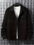 Men's Solid Jacket With Pockets Spring autumn Button Up Jacket For Males Men's Clothing