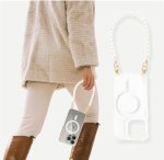 Aporia - Compatible With Magsafe Clear Case With Golden Hooks With Adorable Pearl Wristlet Wireless Charging + Luxury Design Iph