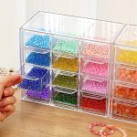 1PC Clear Bead Plastic Organizer With Drawers Transparent Plastic Bead Storage Cabinet Jewelry Divider Box Desktop Diy Material