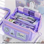 Extra-large Pencil Case - Durable Polyester Multi-compartment Organizer For School Supplies & Cosmetics Portable Design For Stud