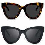 Dollger 2PCS Retro Cat Eye Sunglasses For Women Men Vintage Square Fashion Cateye Tortoise Sunglasses Leopard+black
