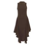 Chocolate Frilled Hem Midi Dress