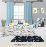 Kids Duvet Set Roadmap Construction Car
