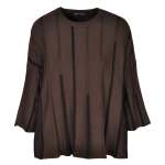 Cropped Sleeve Striped Knit Top - Bitter Choc L xl