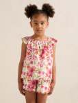 Pia Girls Ruffled Babydoll Top - 10-12 Yrs Pink Nava Floral