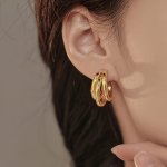 Multi-layer C-shaped Hoop Earrings For Women Punk Style Simplistic Design Fashion Jewelry For Casual Or Holiday Gift Giving Vers