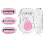 1 Holder + 4 Blades Portable Shaving Razor For Women Bikini Leg Hair Private 5-LAYER Body Shaver With Storage Box Skin Care Soap