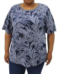 Ladies Printed Flare Sleeve Tunic - 60 Navy wht