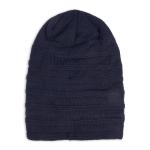 Navy Lined Slouchy Beanie
