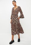 Printed Bubble Georgette Dress - Taupe