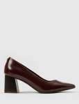 Ellie 2 Block Heel Court Shoe - 40 Burgundy