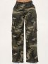 Camo Flap Pockets Straight Jeans Loose Fit Y2K & Kpop Style Cargo Pants Women's Denim Jeans & Clothing