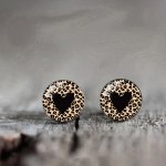 Elegant Sexy Leopard Print Heart Stud Earrings 1 Pair Synthetic April Birthstone Stainless Steel With Glass Inlay No Plating - U
