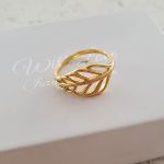 Ciska-gold Gold Plated 925 Sterling Silver Leaf Ring - Size 6