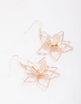 Goldair Gold Wire Flower Drop Stud Earrings